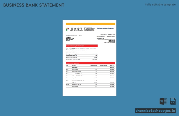 Beispielansicht eines Geschäftsberichts der Bank of Chongqing (Word und PDF)
